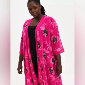 Torrid Bright Pink Skull Floral Tunic